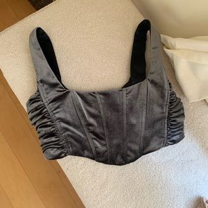 Zara Velvet Gray Cropped Corset Top